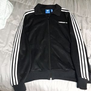Black white stripe Adidas track jacket